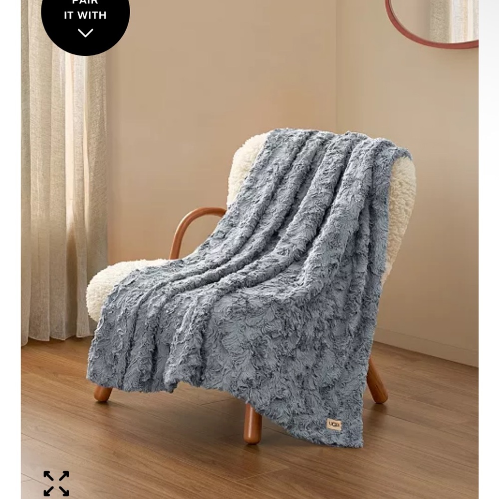 UGG Soft Gray Textured Throw Blanket